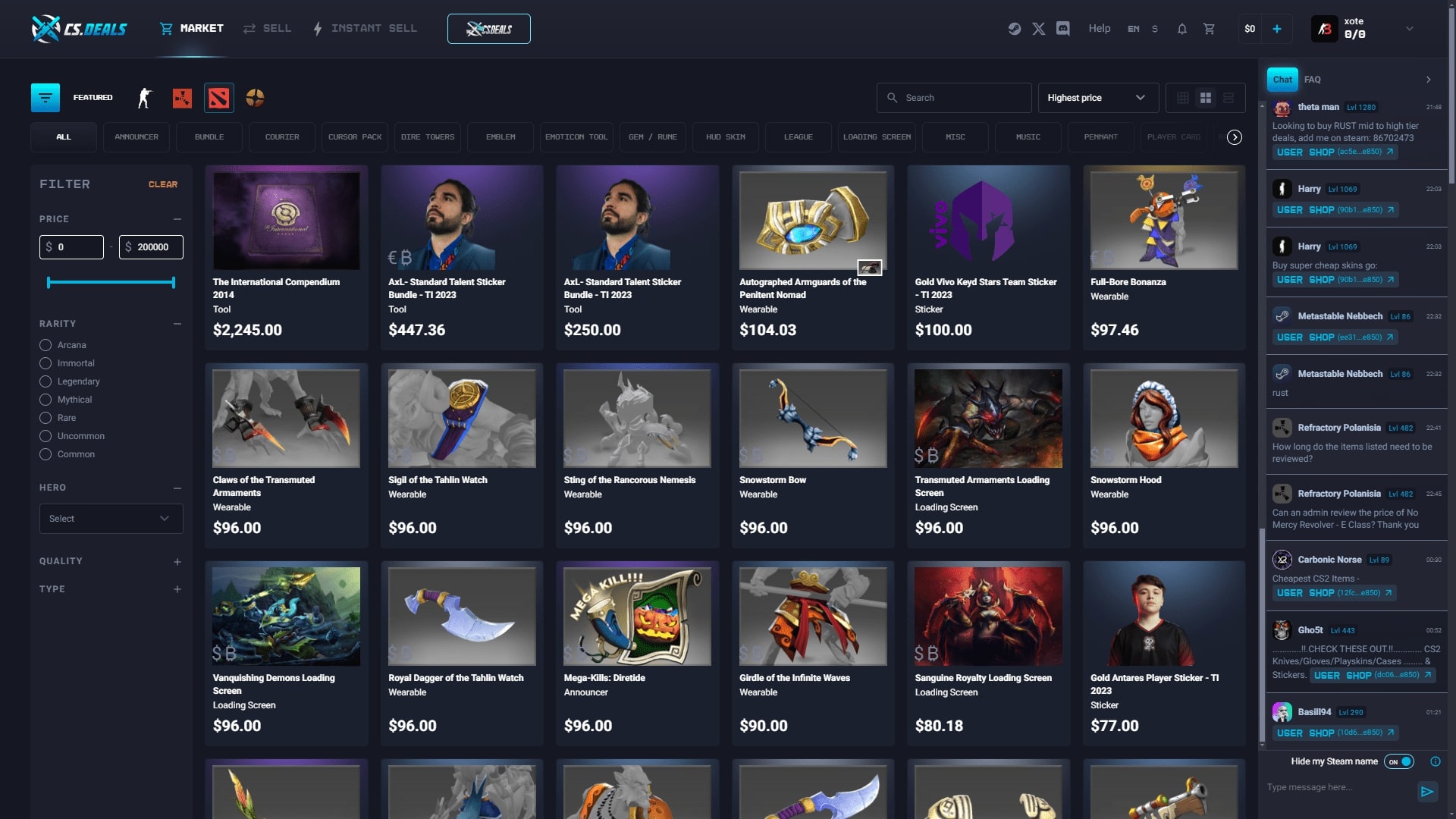 CS.Deals Dota 2 Items ScreenShot