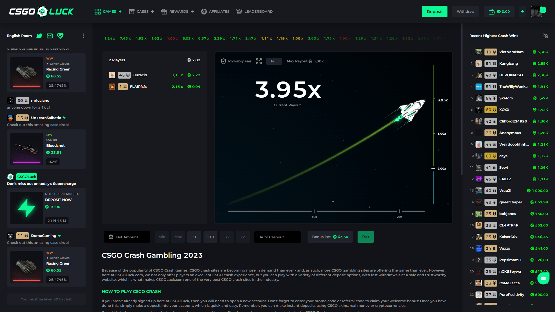 CSGOLuck Crash mode ScreenShot