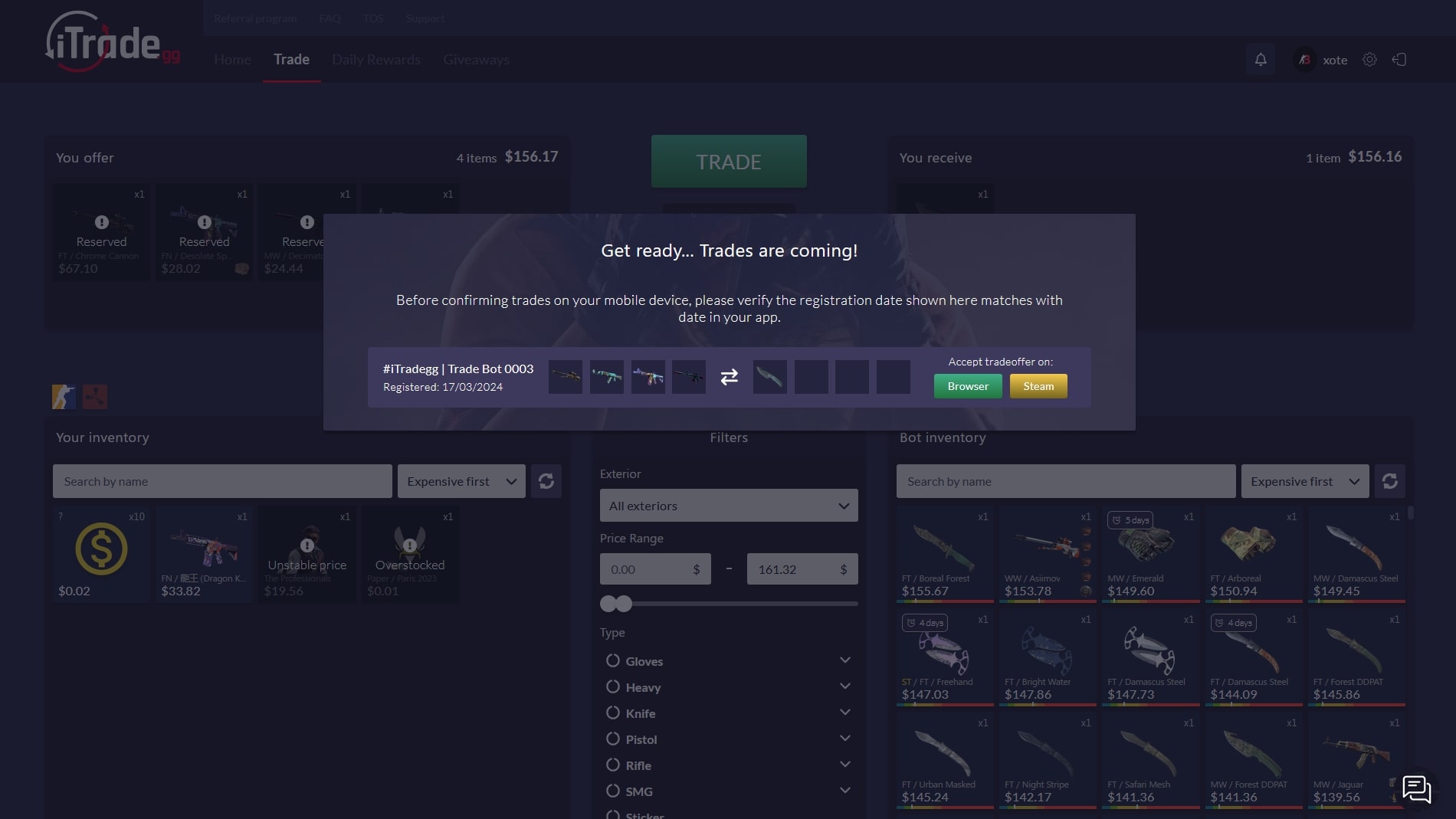 iTrade.GG Trade Process ScreenShot