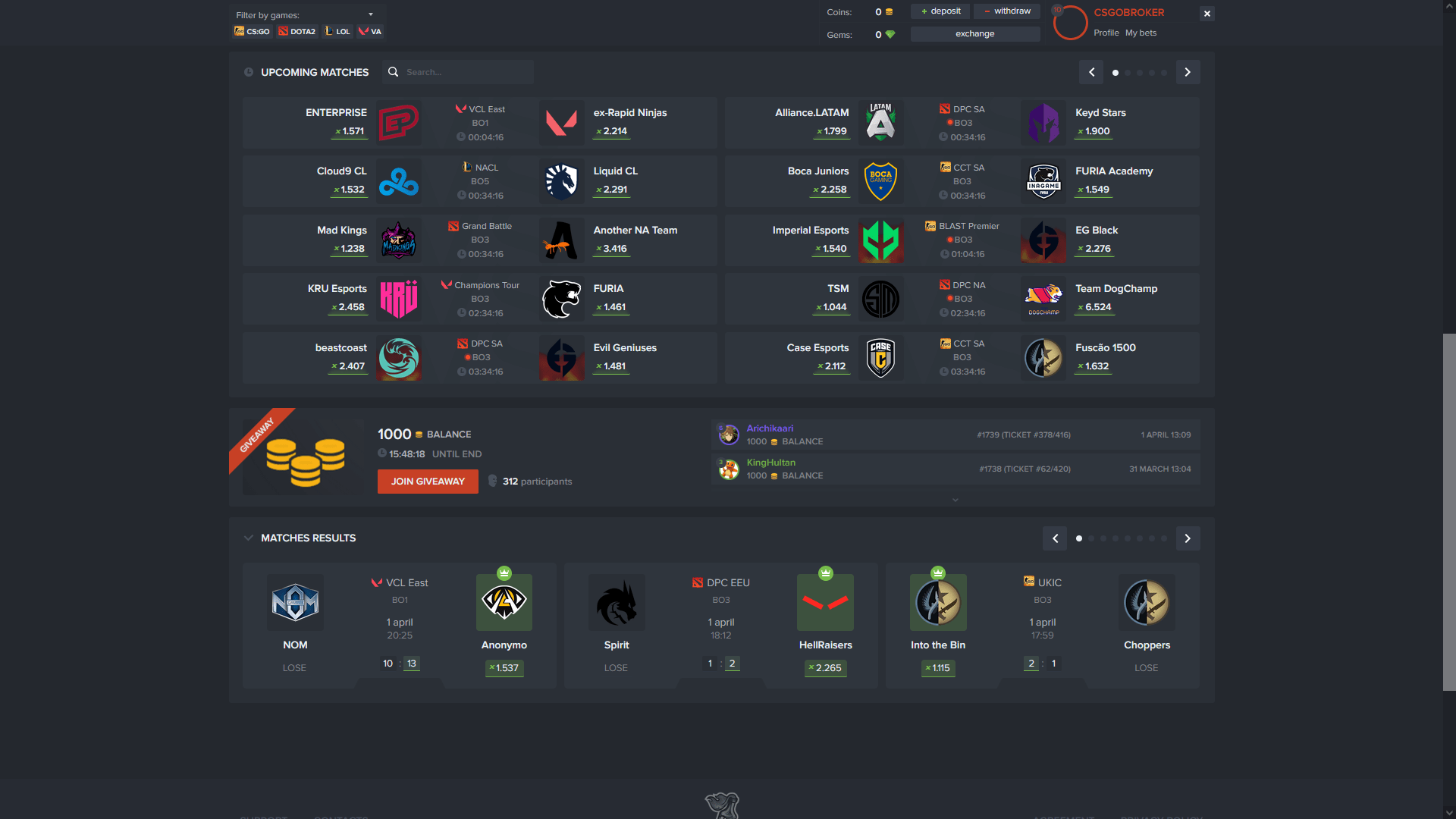 CSGOPositive Match Selection ScreenShot