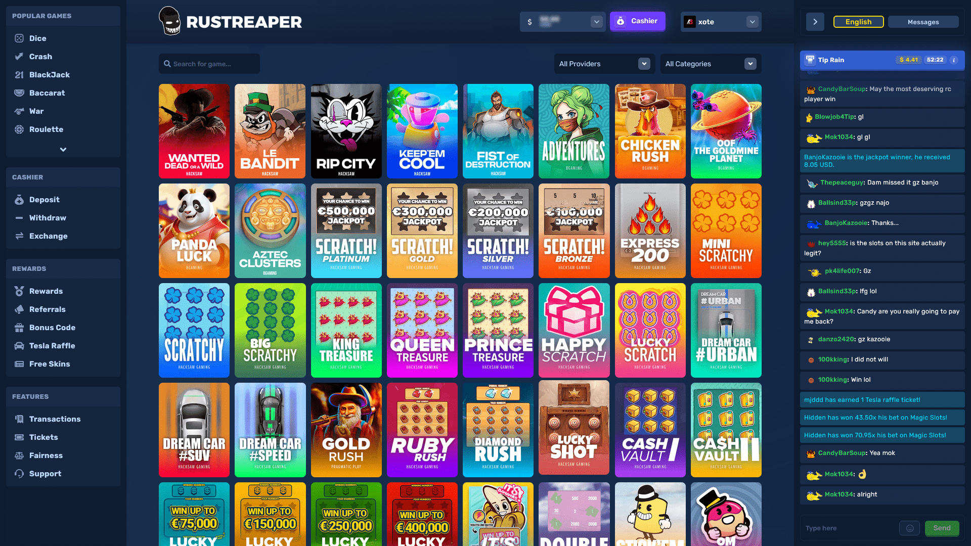 RustReaper Slots List ScreenShot